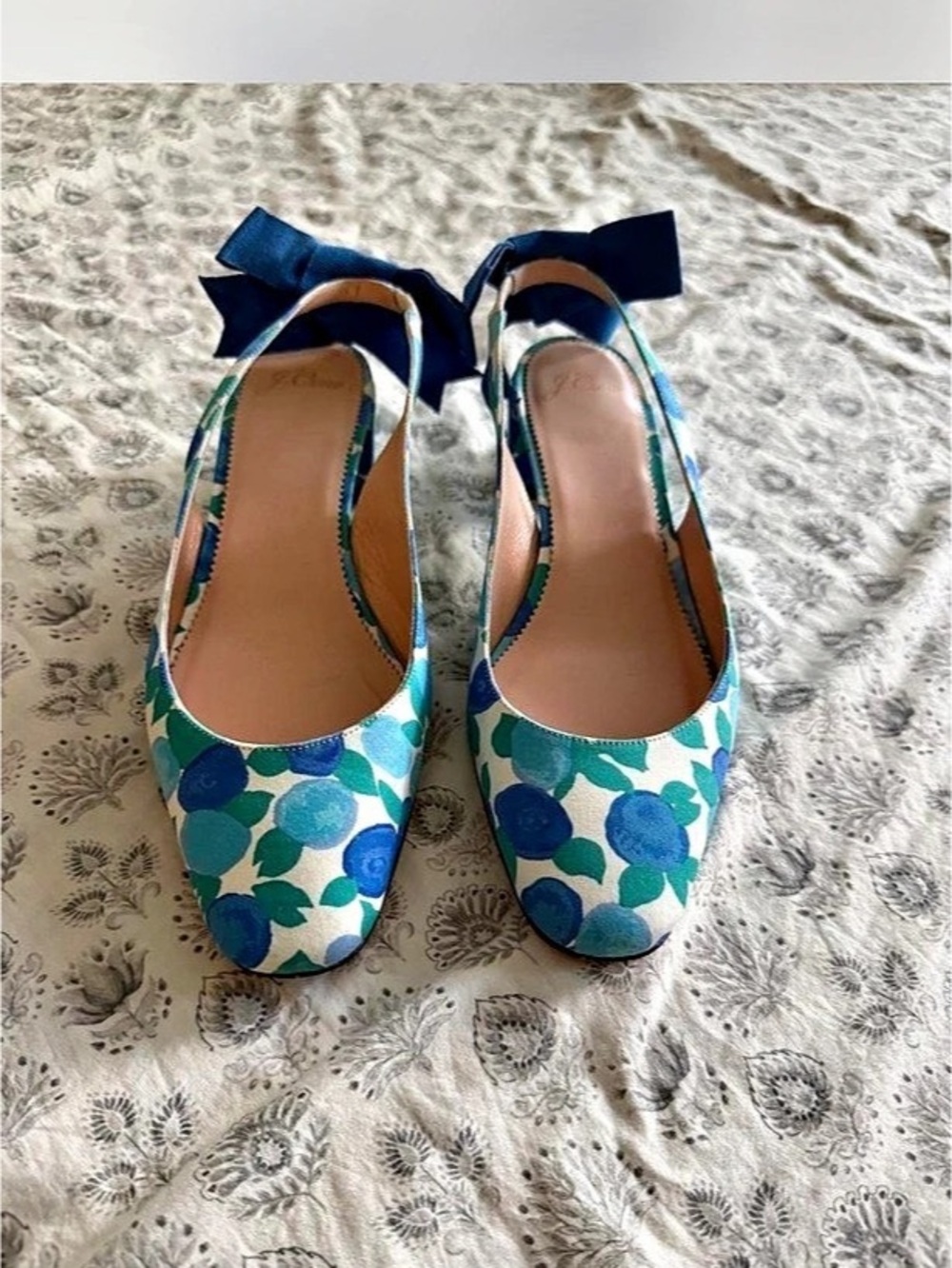 J. crew Blueberry bow slingback heels